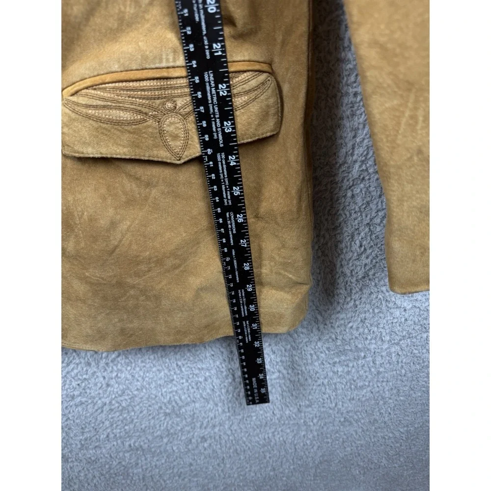 Scully Western Two Button Jacket Leatherwork Brown Suede Blazer Size L